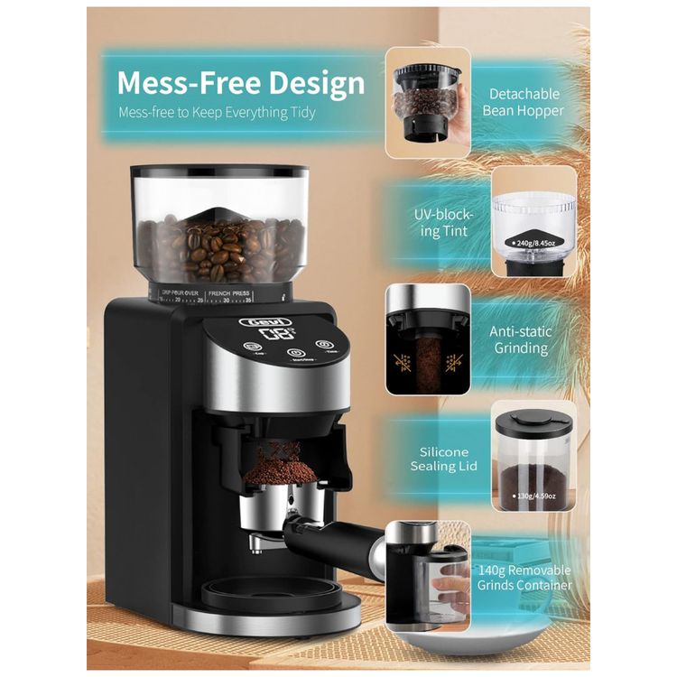 Moedor-de-Cafe-Eletrico-Portatil-Gevi-com-35-Niveis-de-foto-5