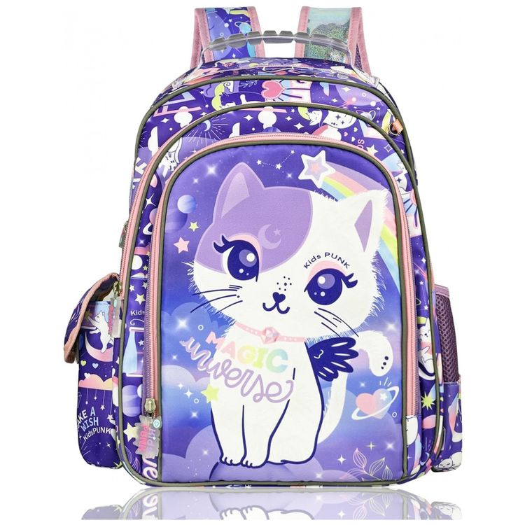 Mochila-Escolar-Infantil-40cm-KidsPUNK-Gata-Fofa-para-foto-0