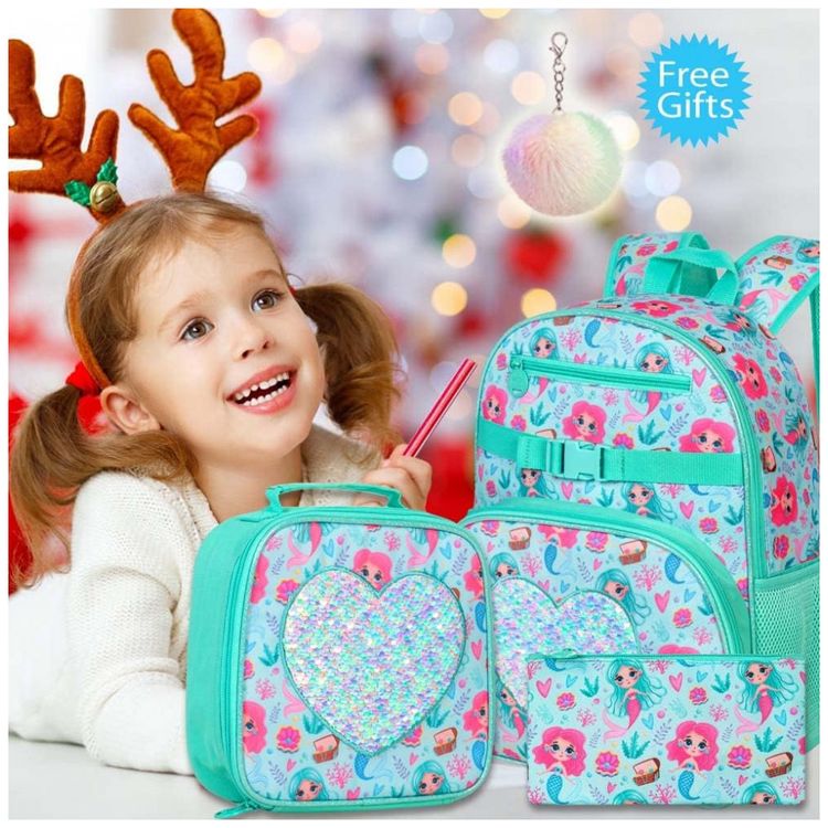 Mochila-Escolar-Infantil-40cm-FTJCF-Sereia-3-Pecas-com-foto-1