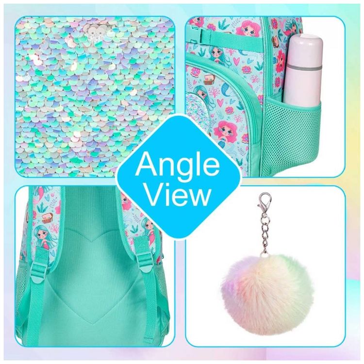 Mochila-Escolar-Infantil-40cm-FTJCF-Sereia-3-Pecas-com-foto-4