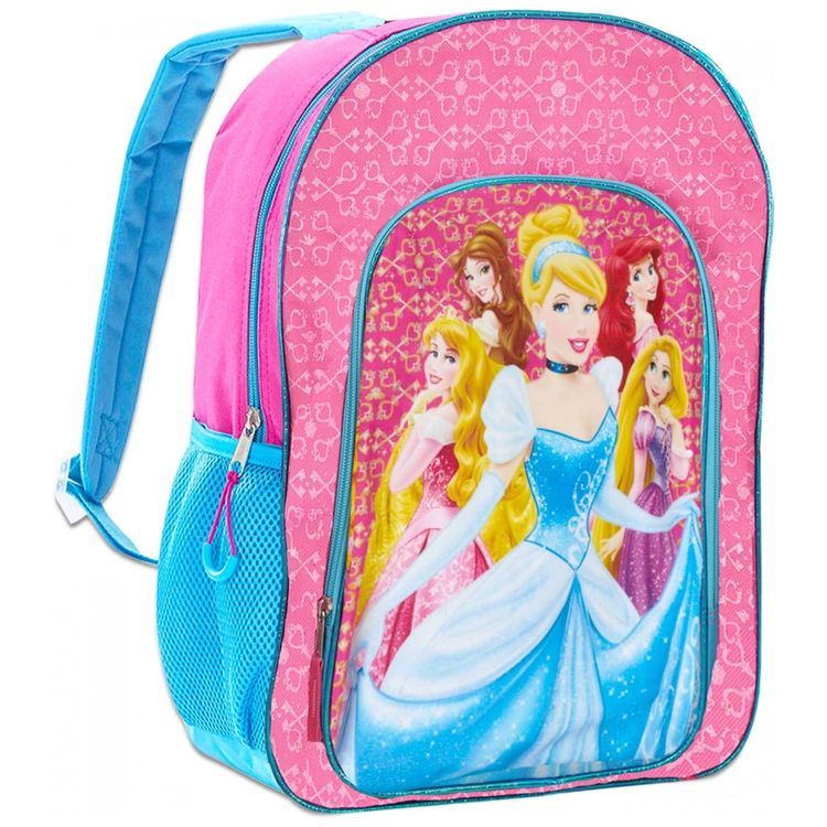 Mochila-Escolar-Infantil-Disney-Princesas-com-Adesivos-para-foto-1