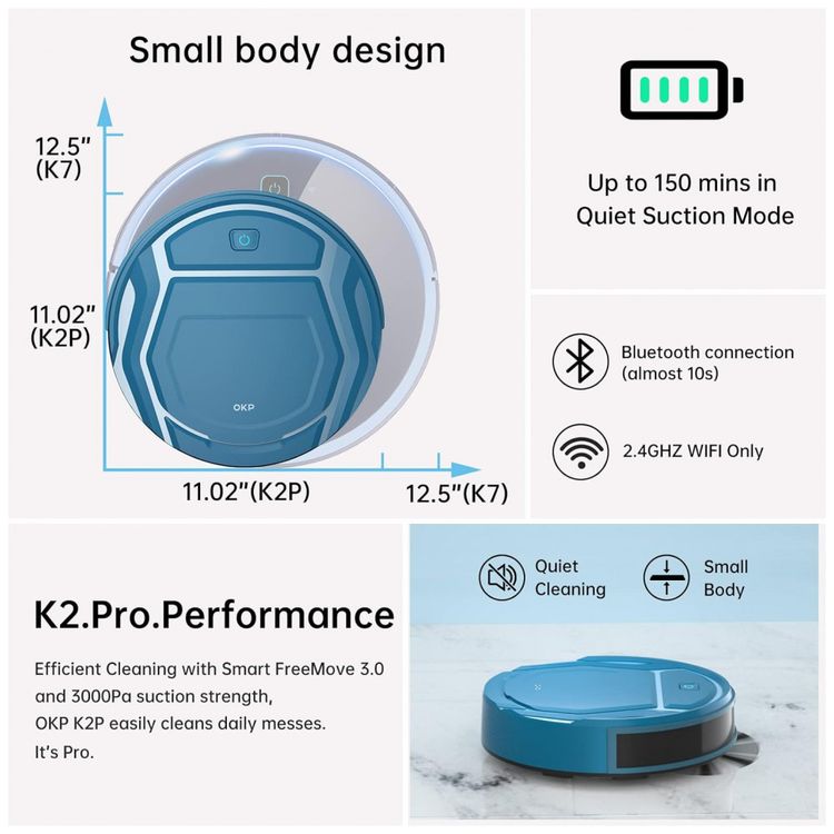 Aspirador-de-Po-Robo-OKP-K2P-com-Controle-de-Voz-110V-Azul-foto-1