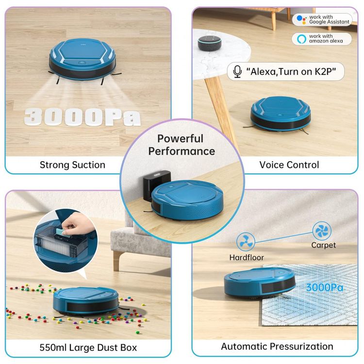 Aspirador-de-Po-Robo-OKP-K2P-com-Controle-de-Voz-110V-Azul-foto-2