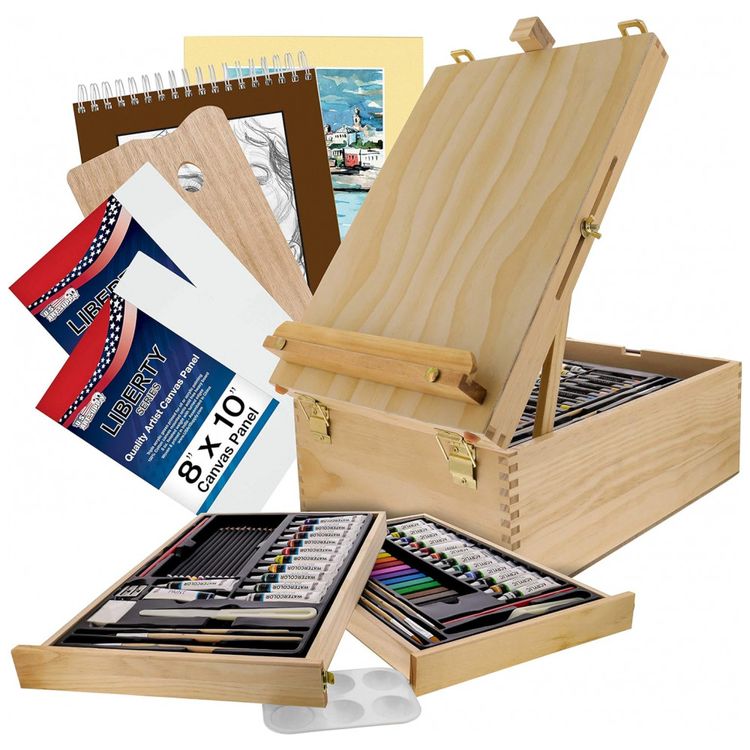 Kit-Lapis-de-Cor-Profissional-com-Maleta-de-Madeira-95-Pecas-foto-0