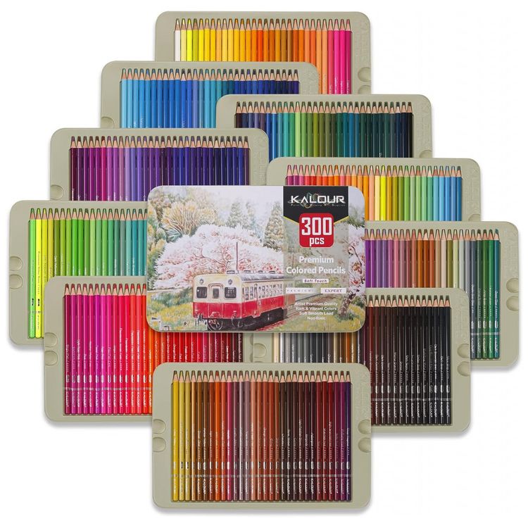 Kit-Lapis-de-Cor-Profissional-com-Estojo-300-pecas-KALOUR-foto-0