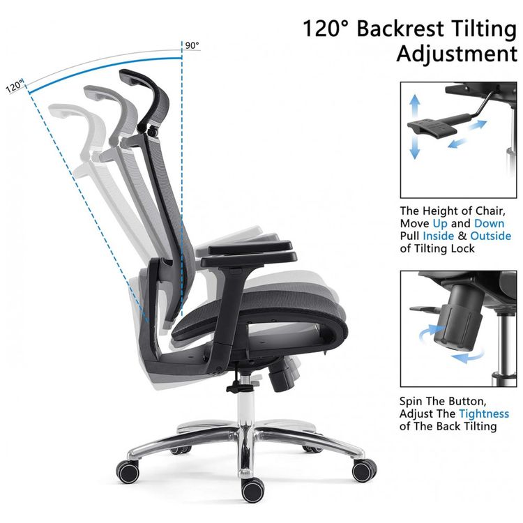 Cadeira-de-Escritorio-Ergonomica-com-Encosto-Alto-e-Apoio-de-foto-3