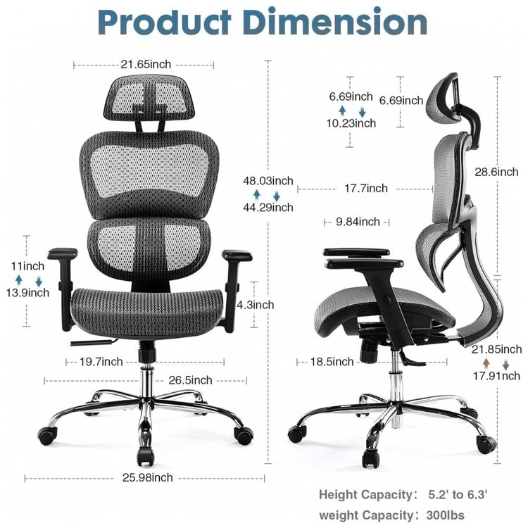 Cadeira-de-Escritorio-Ergonomica-com-Suporte-Lombar-e-Apoios-foto-1