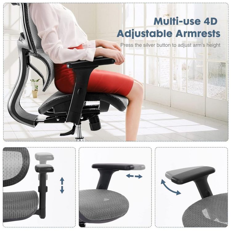 Cadeira-de-Escritorio-Ergonomica-com-Suporte-Lombar-e-Apoios-foto-4