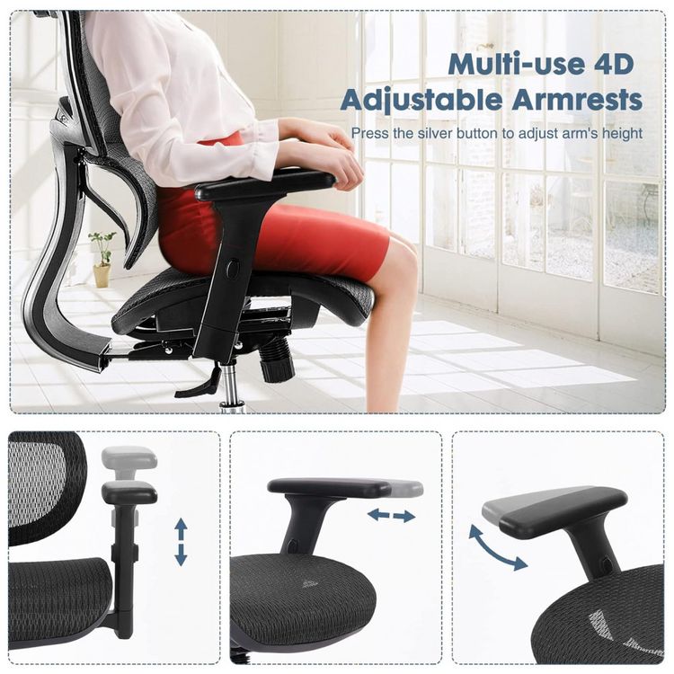 Cadeira-de-Escritorio-Ergonomica-com-Suporte-Lombar-e-Apoios-foto-3