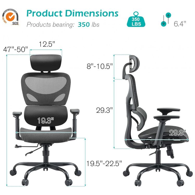 Cadeira-de-Escritorio-Ergonomica-com-Suporte-e-Apoio-de-foto-2