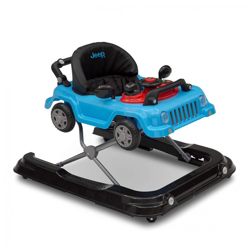 Andador Infantil 3 em 1 com Atividades e Assento Ajustável para até 11 kg, Jeep, Azul