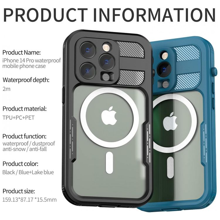 Capa-para-Iphone-14-Pro-a-Prova-dAgua-Zimu-Joy-Preta-foto-5