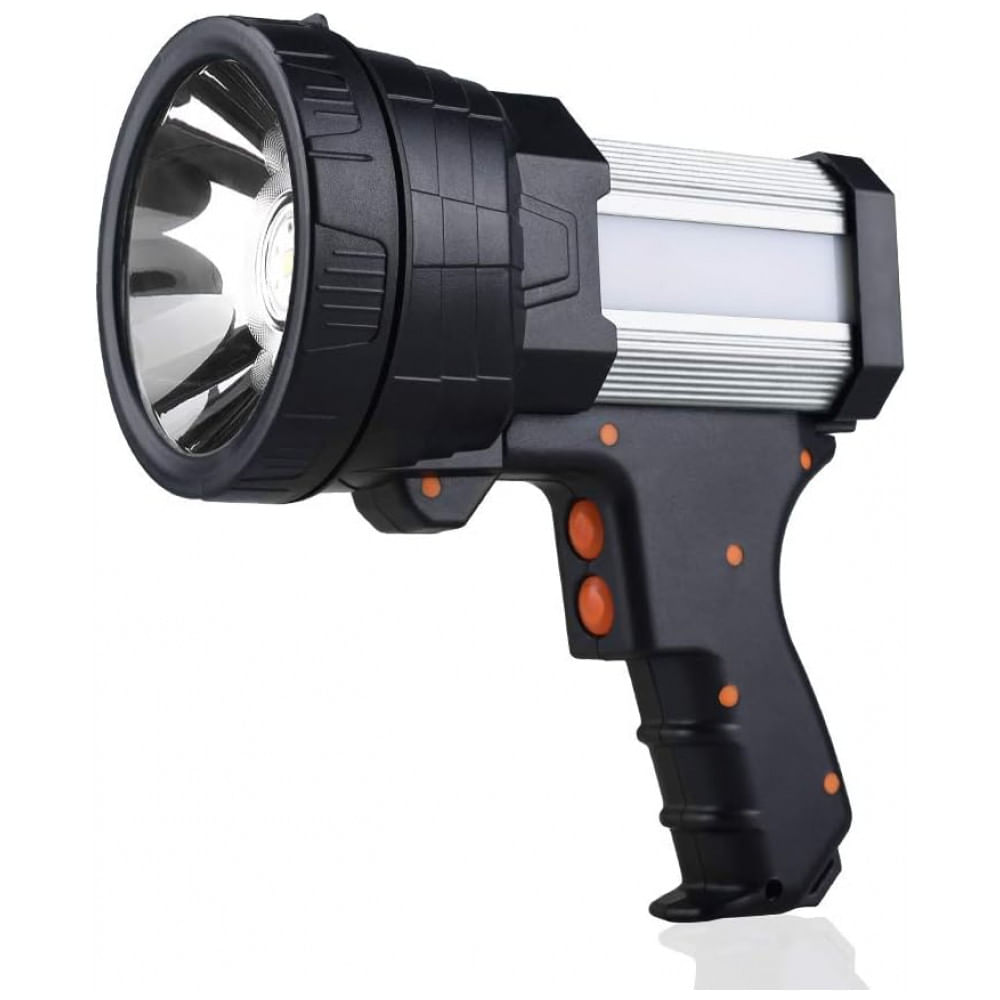 Lanterna LED Recarregável, 20 Horas de Ação, á Prova Dágua IP66 e 12.000 Lúmens, YIERBLUE, Prata