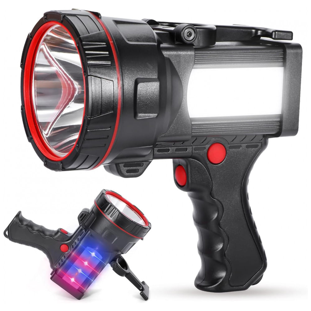 Lanterna LED Recarregável 10 Horas de Ação, USB 10.000 Lúmens, Vanvale, Cinza