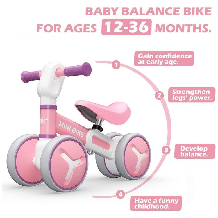 Bicicleta-sem-Pedal-com-4-Rodas-para-Criancas-de-1-a-3-Anos-foto-1