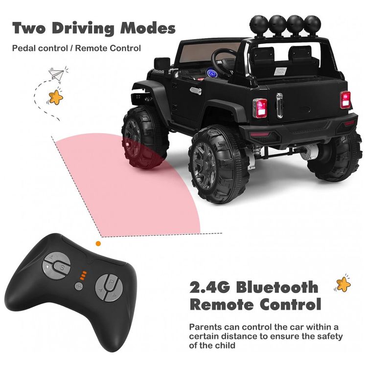 Carro-Eletrico-Infantil-2-Assentos-com-Suspensao-Mola-MP3-foto-3