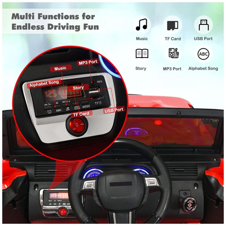 Carro-Eletrico-Infantil-2-Assentos-com-Suspensao-Mola-MP3-foto-4