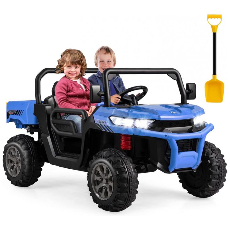 Carro-Eletrico-Infantil-2-Assentos-com-Cacamba-Pa-USB-e-foto-0