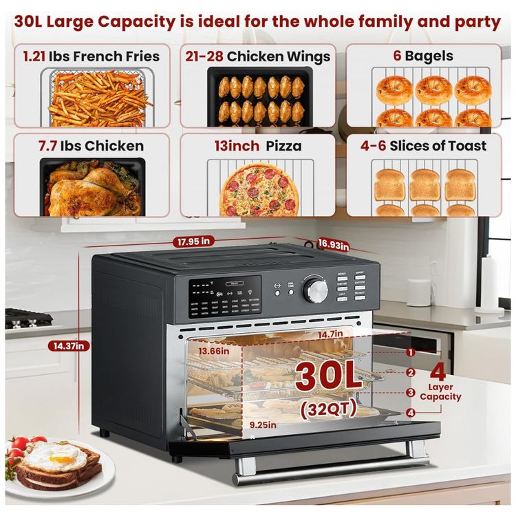 Forno-Eletrico-de-Bancada-32-Litros-21-em-1-com-8-foto-2