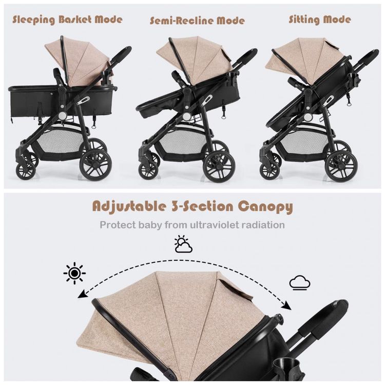 Carrinho-de-Bebe-2-em-1-com-Suspensao-e-Porta-Copos-Baby-foto-2