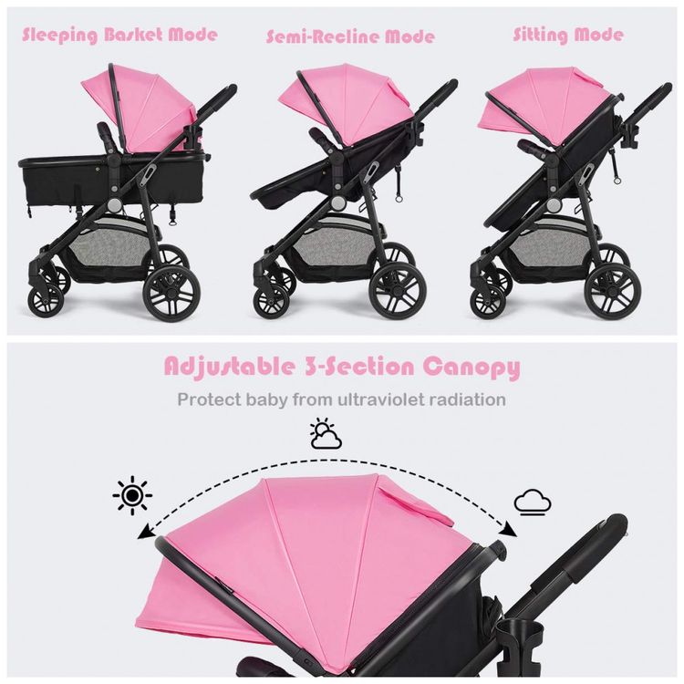 Carrinho-de-Bebe-2-em-1-com-Suspensao-e-Porta-Copos-Baby-foto-2