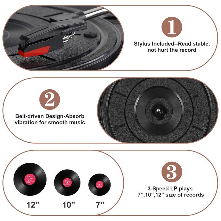 Toca-Discos-Retro-3-Velocidades-com-Bluetooth-USB-e-Alto-foto-4