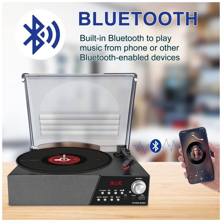 Toca-Discos-Retro-3-Velocidades-com-Bluetooth-e-Alto-foto-2