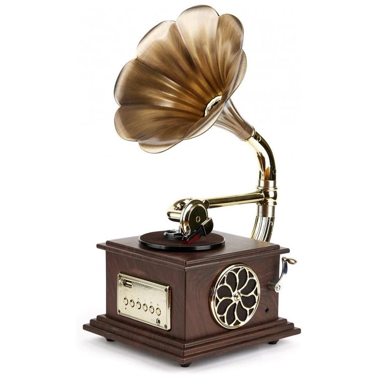 Gramofone-Toca-Discos-Retro-com-Alto-Falante-Embutido-e-foto-1