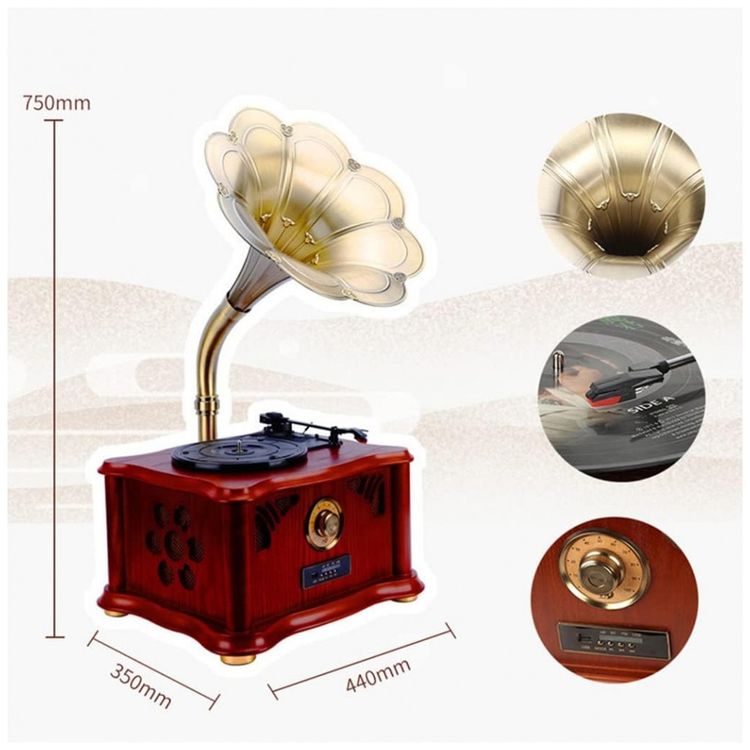 Gramofone-Toca-Discos-Retro-com-Alto-Falante-e-Subwoofer-foto-1