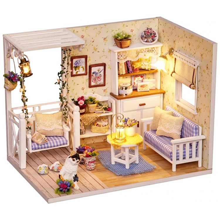 Casa-em-Miniatura-Realista-com-Moveis-de-Madeira-com-Caixa-foto-0