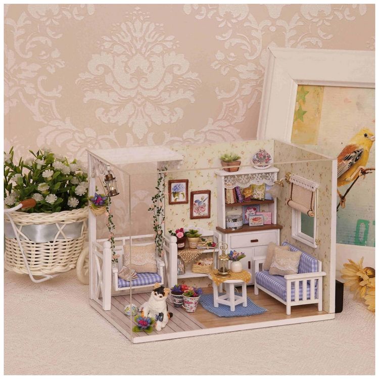 Casa-em-Miniatura-Realista-com-Moveis-de-Madeira-com-Caixa-foto-5