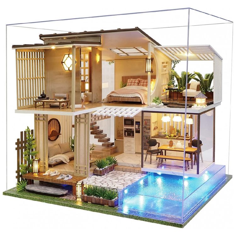 Casa-em-Miniatura-Realista-com-Moveis-de-Madeira-para-foto-0