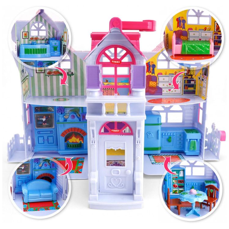 Mini-Casa-de-Bonecas-Dobravel-com-Acessorios-e-2-Quartos-foto-2