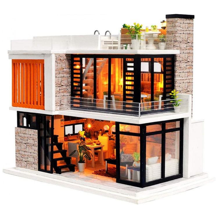 Casa-em-Miniatura-Realista-Moderna-com-Musica-para-Adultos-e-foto-0