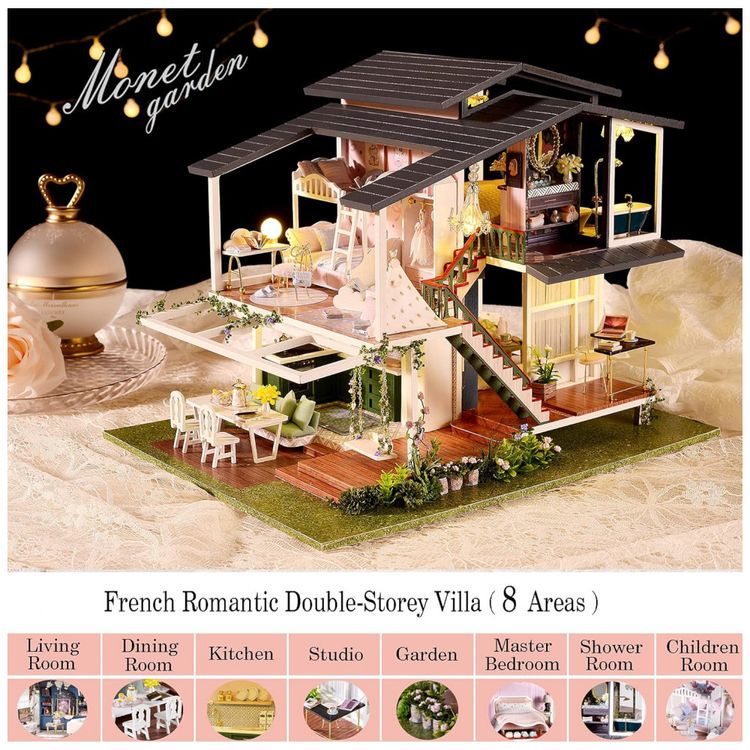 Casa-em-Miniatura-Realista-com-Moveis-e-Jardim-para-Adultos-foto-1
