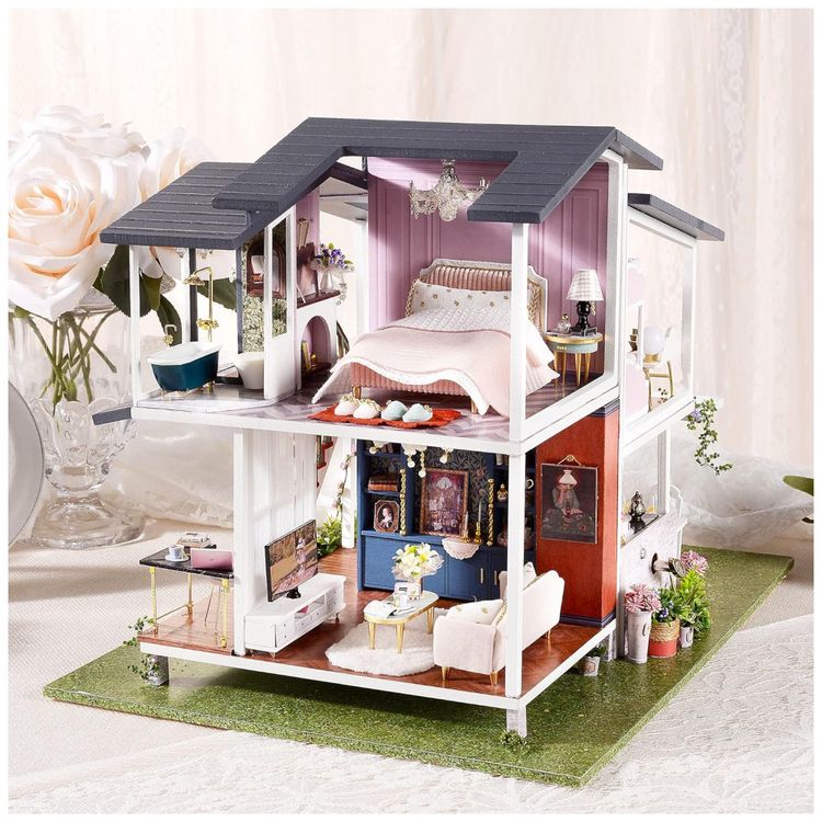 Casa-em-Miniatura-Realista-com-Moveis-e-Jardim-para-Adultos-foto-2