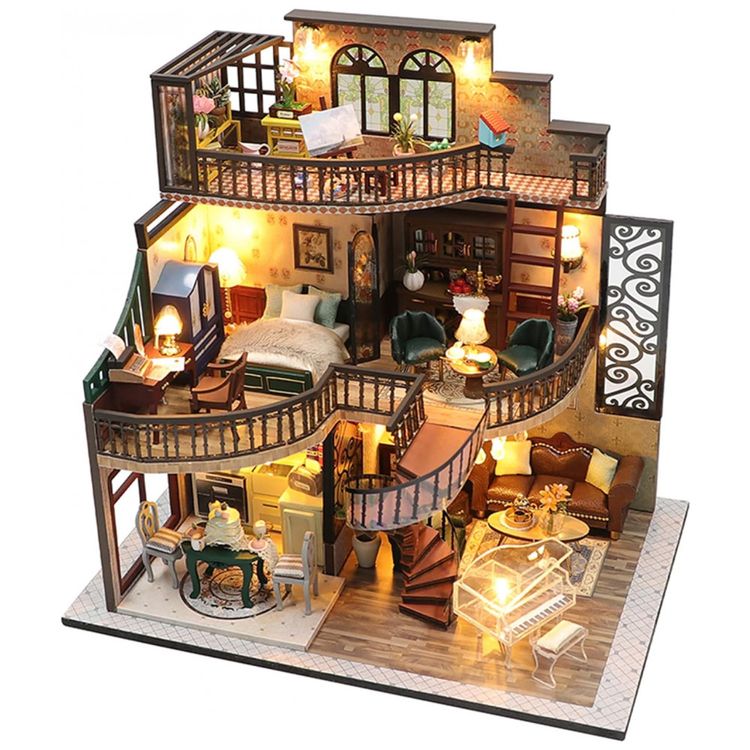 Casa-em-Miniatura-Realista-com-Moveis-de-Madeirae-Musica-foto-0