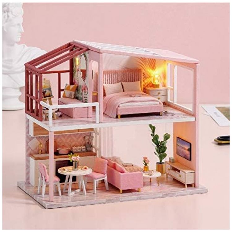Casa-em-Miniatura-Realista-3D-com-Moveis-de-Madeira-para-foto-1