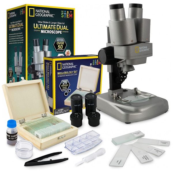 Kit-Microscopio-Duplo-LED-20x-50x-com-35-Laminas-e-Capas-foto-0