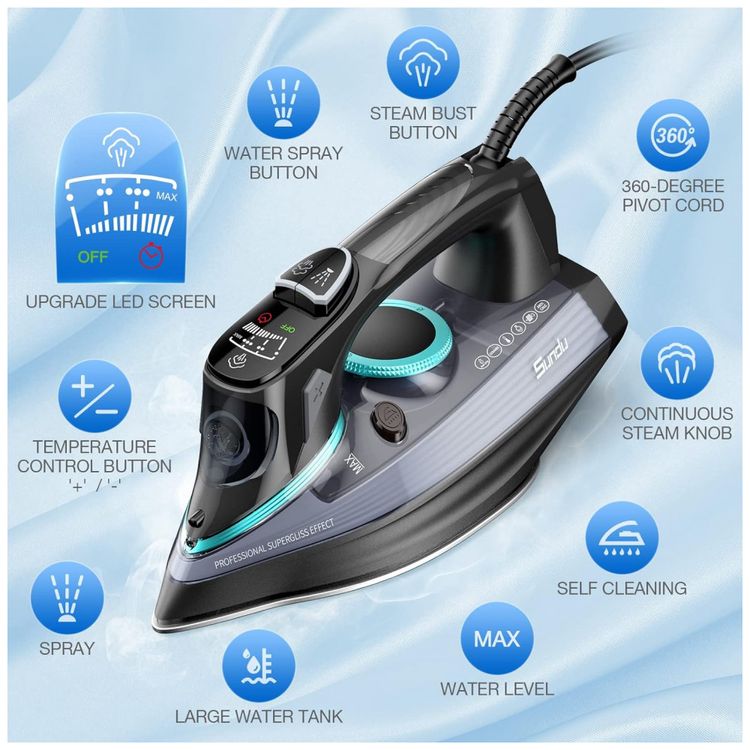 Ferro-de-Passar-a-Vapor-com-Base-de-Ceramica-Tela-LED-e-foto-1