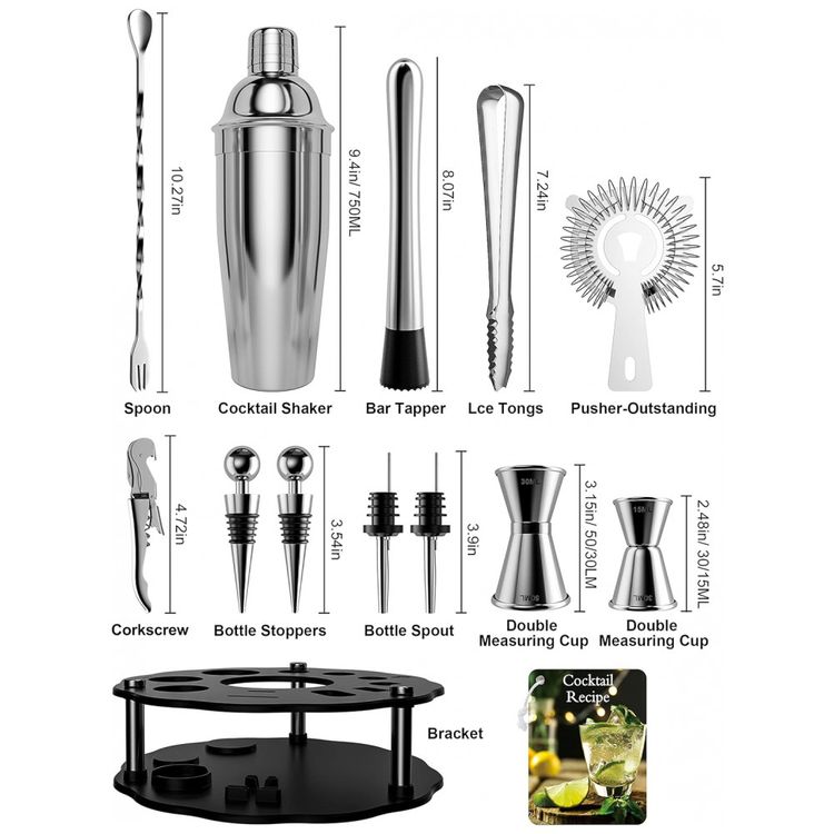 Kit-Bartender-Profissional-14-Pecas-em-Aco-Inoxidavel-com-foto-1
