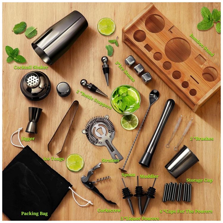 Kit-Bartender-Profissional-26-Pecas-em-Aco-Inoxidavel-com-foto-1