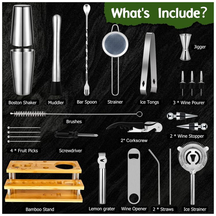 Kit-Bartender-Profissional-24-Pecas-em-Aco-Inoxidavel-com-foto-1