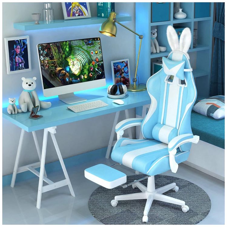 Cadeira-Gamer-com-Orelhas-de-Coelho-e-Apoio-para-Lombar-e-foto-1
