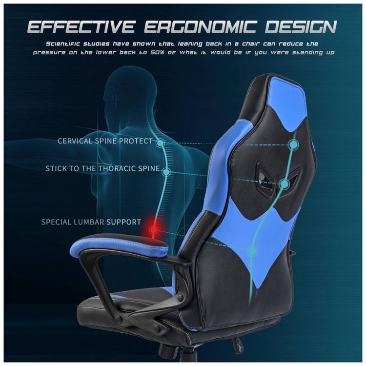Cadeira-Gamer-Ergonomica-Reclinavel-em-Couro-Sintetico-foto-2