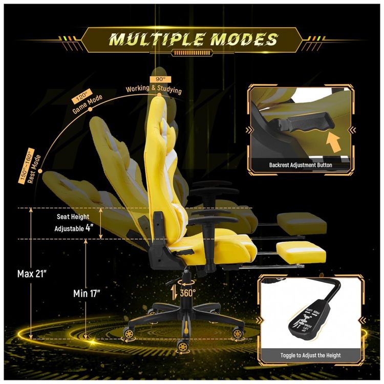 Cadeira-Gamer-Ergonomica-Giratoria-com-Apoio-para-Lombar-e-foto-3
