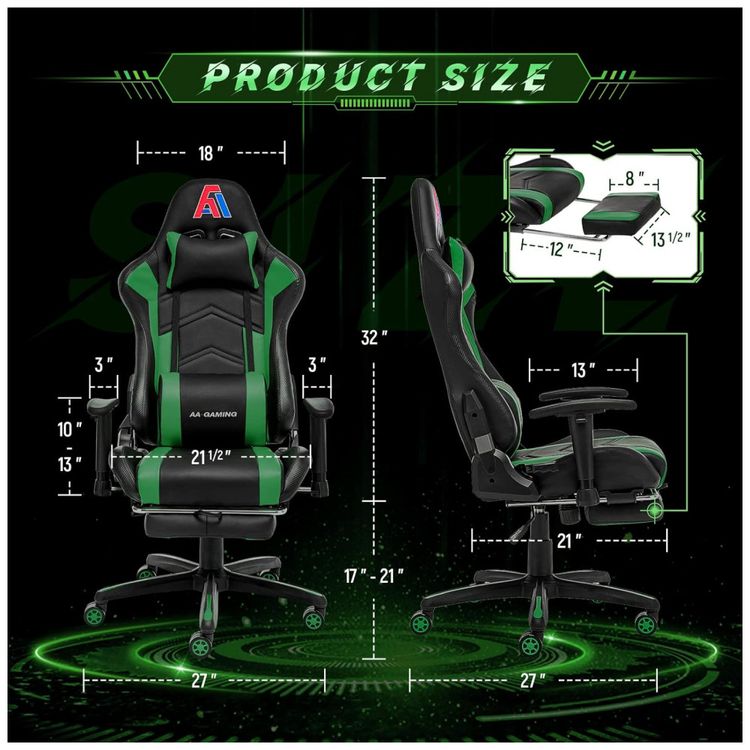 Cadeira-Gamer-Ergonomica-Giratoria-com-Apoio-para-Lombar-e-foto-2