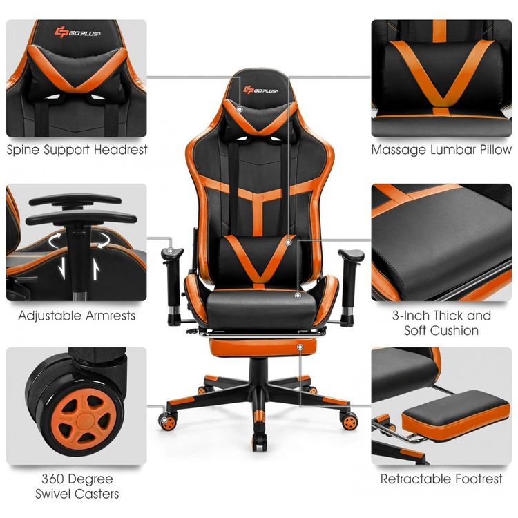 Cadeira-Gamer-Ergonomica-em-Couro-Sintetico-com-Apoio-para-foto-3