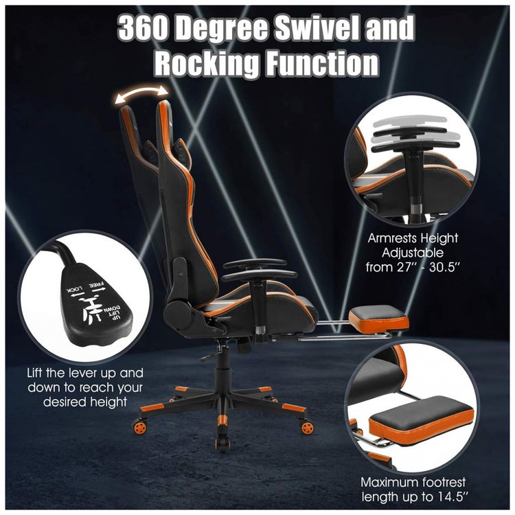 Cadeira-Gamer-Ergonomica-em-Couro-Sintetico-com-Apoio-para-foto-5