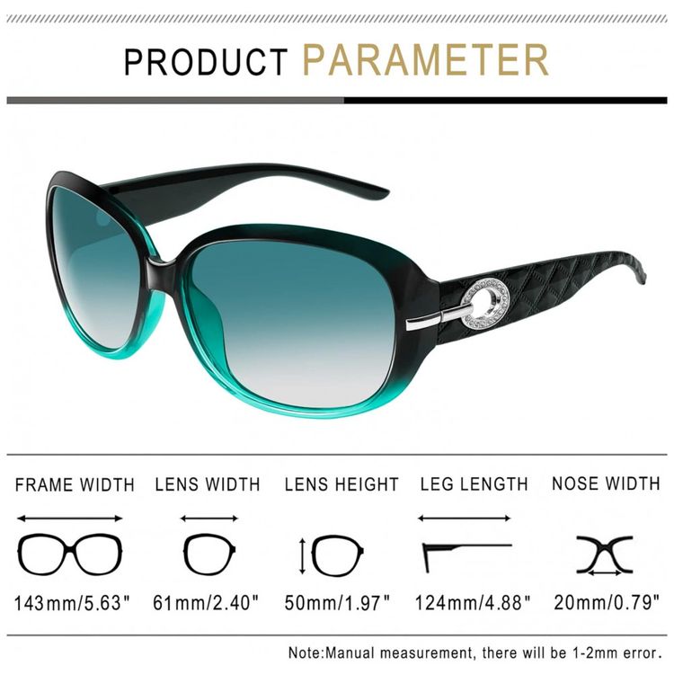 Oculos-de-Sol-Feminino-com-Protecao-UV-Joopin-A16-Verde-foto-4